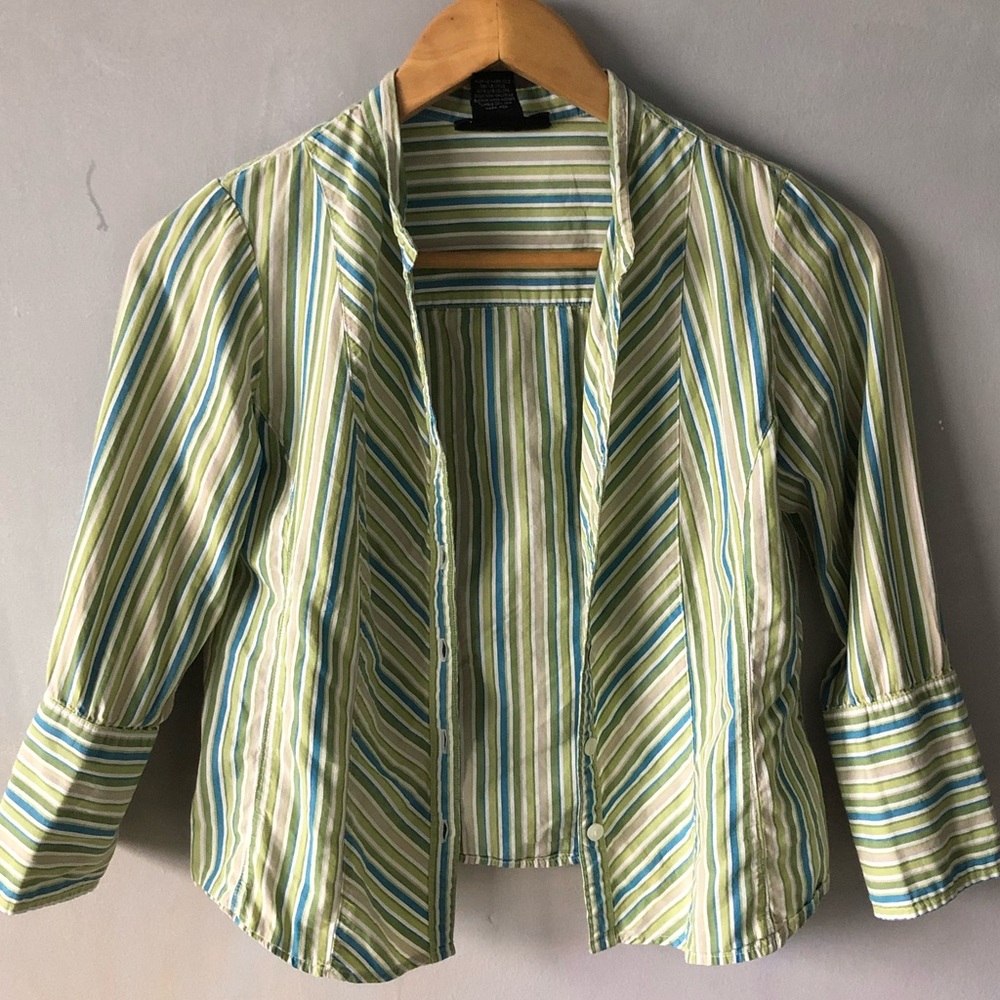 striped green and blue blouse